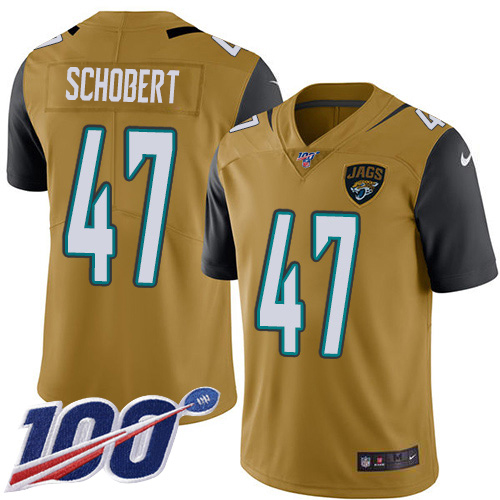 Men Nike Jacksonville Jaguars #47 Joe Schobert Gold  Stitched NFL Limited Rush 100th Season Jersey